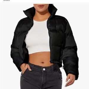 Women's Black Cropped Puffer Jacket